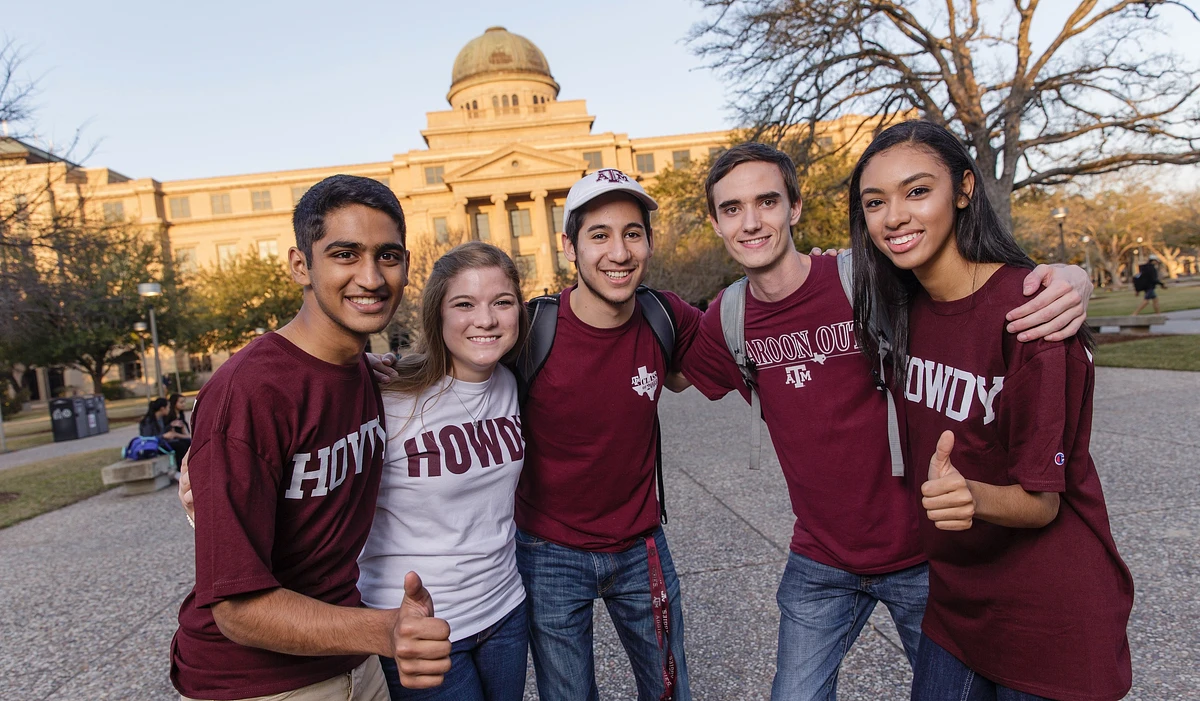 Texas A&M students representing “Howdy” as the official university welcome 