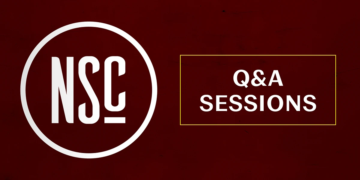 New Student Conference logo and a block with "Q&A Sessions"